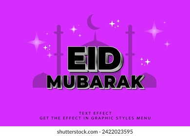 Eid Mubarak Text Concept Editable 3D Text Effect, Eid Mubarak Editable Text Effect 