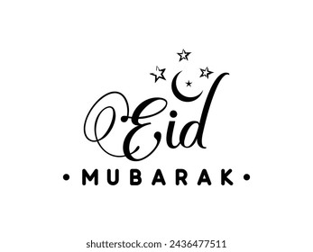 Eid Mubarak text design. lettering typography design. Eid Mubarak text design on white background