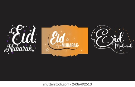 Diseño de texto de Eid Mubarak con fondo blanco.