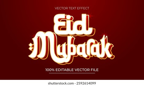 Eid Mubarak text effect editable luxury Red and gold color Theme