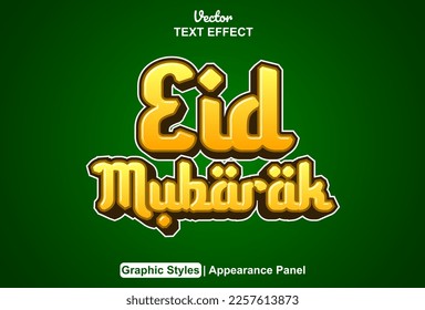 eid mubarak Texteffekt mit grafischem Stil und editierbar.