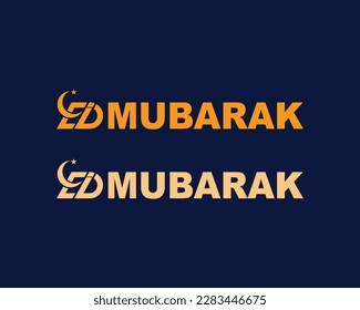 Archivo vectorial de diseño de texto y logotipo de la luna de Eid mubarak