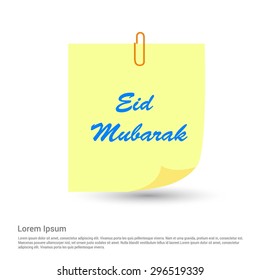 Eid Mubarak Text on Sticky note