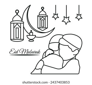 Eid Mubarak Text Vector illustration