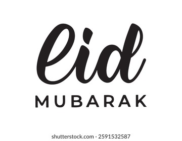 Eid Mubarak Text Vector Illustration