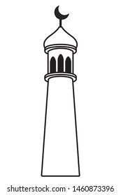Eid mubarak tower with quarter moon vector illustration graphic design