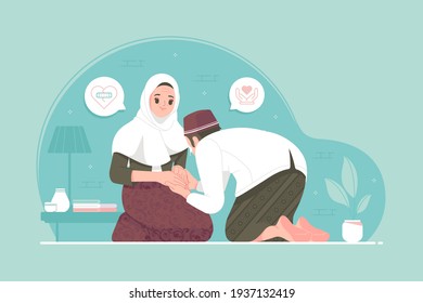 Eid mubarak tradition forgiving illustration concept