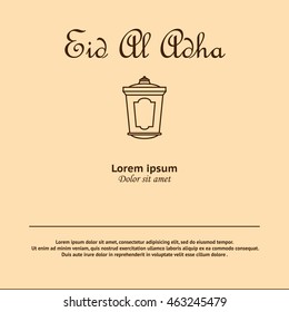 Eid mubarak - traditional arabic lantern for Eid mubarak greeting card. Muslim background
