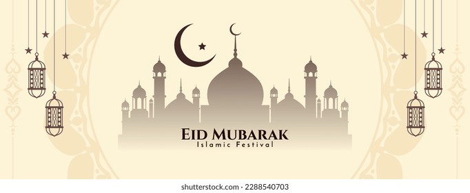 Eid Mubarak traditional festival islamic banner design vector