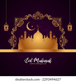 Eid Mubarak traditional Islamic festival background design vector