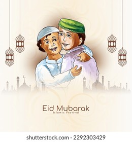 Eid Mubarak traditional muslim festival religious background vector