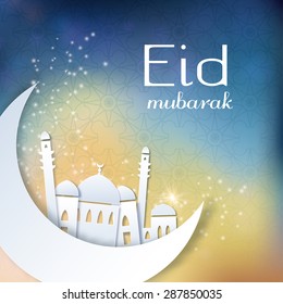 Eid Mubarak - traditional Muslim greeting. Muslim greetings background. Vector illustration.