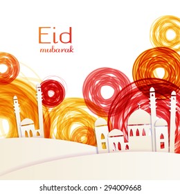 Eid Mubarak - traditional Muslim greeting. Muslim greetings background. Vector illustration.