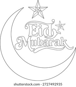 Tipografia de Eid Mubarak com Contorno Preto e Preenchimento Branco Crescente Lua e Estrelas
Elegante ilustração tipográfica Eid Mubarak com uma lua crescente e estrelas com contorno preto e preenchimento branco. Design islâmico limpo de alto contraste isolado em um fundo branco. Perfeito para cartões comemorativos, cartazes, banners, folhetos, mídias sociais, impressões e projetos gráficos festivos religiosos.