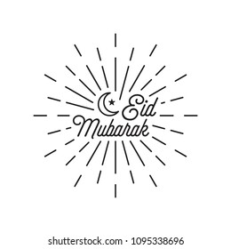 Eid mubarak typography with burst