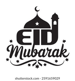 Eid mubarak typography calligraphy design