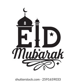 Eid mubarak typography calligraphy design