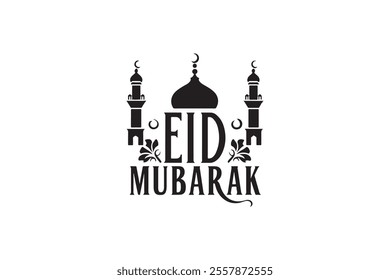 Eid Mubarak Typography Calligraphy silhouette 