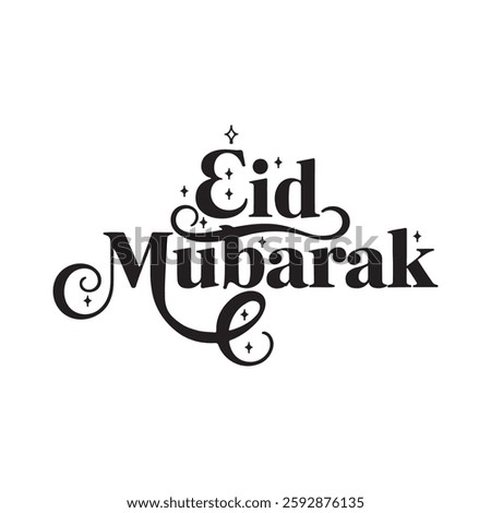 eid mubarak typography calligraphy silhouette vector design islamic festival illustrations with mosque