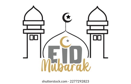 Eid Mubarak Typography and Calligraphy. Eid ul-Fitr, Eid ul-Adha. Religious holidays are celebrated by Muslims worldwide. Creative Idea, Concept Design Eid Mubarak. Colorful vector background T-shirt 