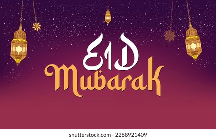 Eid mubarak typography card vector design art background greetings card template modern social media post banner text greetings card design