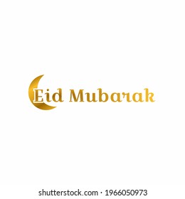 eid mubarak typography with crescent moon