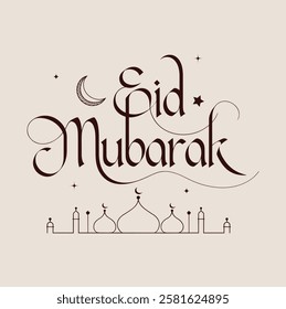 Eid mubarak typography design vector