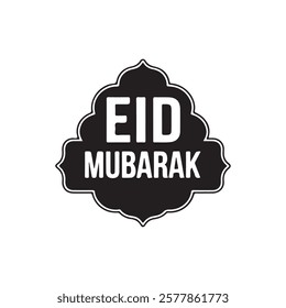 Eid Mubarak typography icon. Greeting card, sticker, poster, banner, cover and background isolated vector design. Vector illustration on a white background.