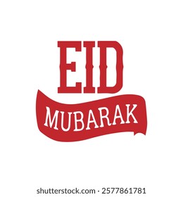 Eid Mubarak typography icon. Greeting card, sticker, poster, banner, cover and background isolated vector design. Vector illustration on a white background.