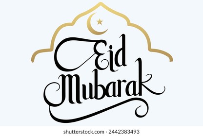 Eid Mubarak typography with Islamic pattern and decoration. Ramadhan background, Eid al-Fitr background, Islamic new year background greeting card