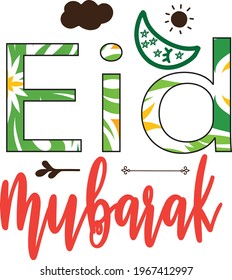 Eid mubarak typography t-shirt design