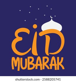 Eid Mubarak typography vector art illustration, a silhouette icon Eid Mubarak calligraphy line art design