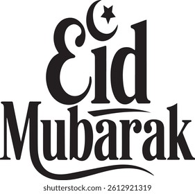 Eid Mubarak typography vector illustration . Islamic festival art for greetings, t-shirts, posters, cards and more