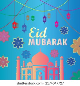 Eid mubarak vector art, eid mubarak poster illustration