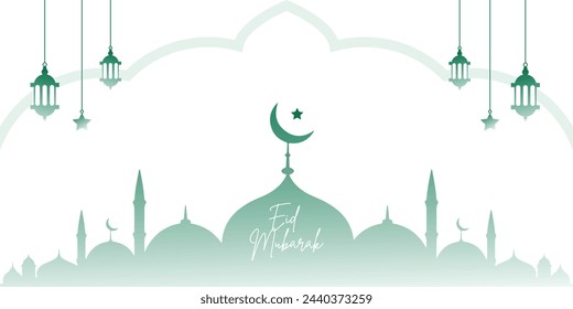 Eid Mubarak Vector Background Green Color