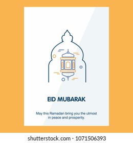 Eid Mubarak Vector Background. Greeting Card calligraphy of happy eid mubarak, Beautiful Muslim Event Background Design