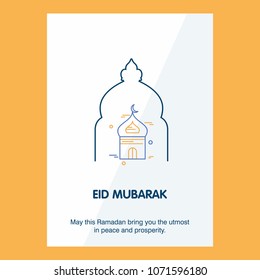 Eid Mubarak Vector Background. Greeting Card calligraphy of happy eid mubarak, Beautiful Muslim Event Background Design