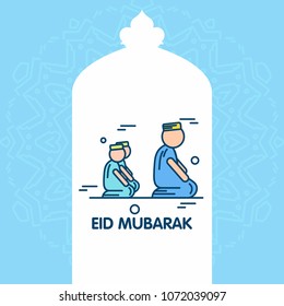 Eid Mubarak Vector Background. Greeting Card calligraphy of happy eid mubarak, Beautiful Muslim Event Background Design