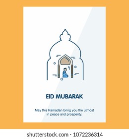 Eid Mubarak Vector Background. Greeting Card calligraphy of happy eid mubarak, Beautiful Muslim Event Background Design