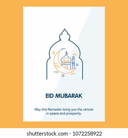 Eid Mubarak Vector Background. Greeting Card calligraphy of happy eid mubarak, Beautiful Muslim Event Background Design