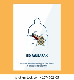 Eid Mubarak Vector Background. Greeting Card calligraphy of happy eid mubarak, Beautiful Muslim Event Background Design