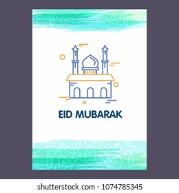 Eid Mubarak Vector Background. Greeting Card calligraphy of happy eid mubarak, Beautiful Muslim Event Background Design