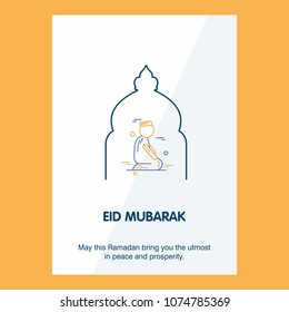 Eid Mubarak Vector Background. Greeting Card calligraphy of happy eid mubarak, Beautiful Muslim Event Background Design