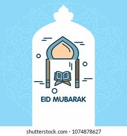 Eid Mubarak Vector Background. Greeting Card calligraphy of happy eid mubarak, Beautiful Muslim Event Background Design