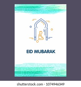 Eid Mubarak Vector Background. Greeting Card calligraphy of happy eid mubarak, Beautiful Muslim Event Background Design