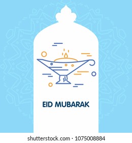 Eid Mubarak Vector Background. Greeting Card calligraphy of happy eid mubarak, Beautiful Muslim Event Background Design