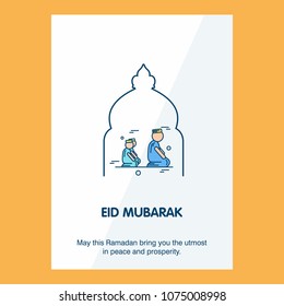 Eid Mubarak Vector Background. Greeting Card calligraphy of happy eid mubarak, Beautiful Muslim Event Background Design
