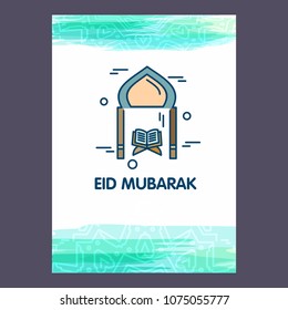 Eid Mubarak Vector Background. Greeting Card calligraphy of happy eid mubarak, Beautiful Muslim Event Background Design