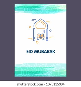Eid Mubarak Vector Background. Greeting Card calligraphy of happy eid mubarak, Beautiful Muslim Event Background Design