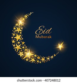 Eid Mubarak vector background with shiny stars 